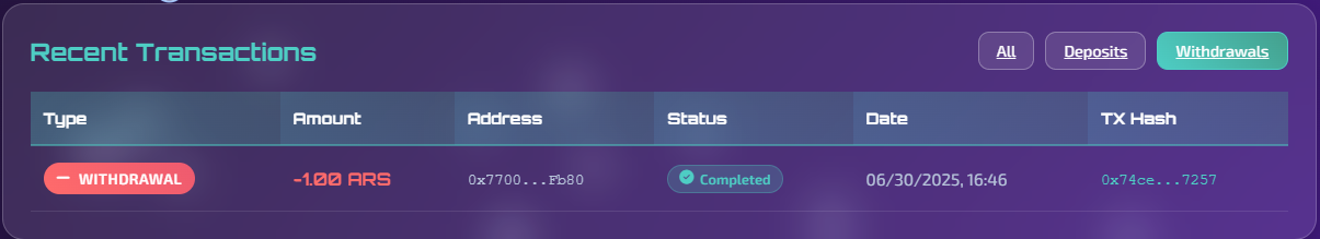 Withdraw History